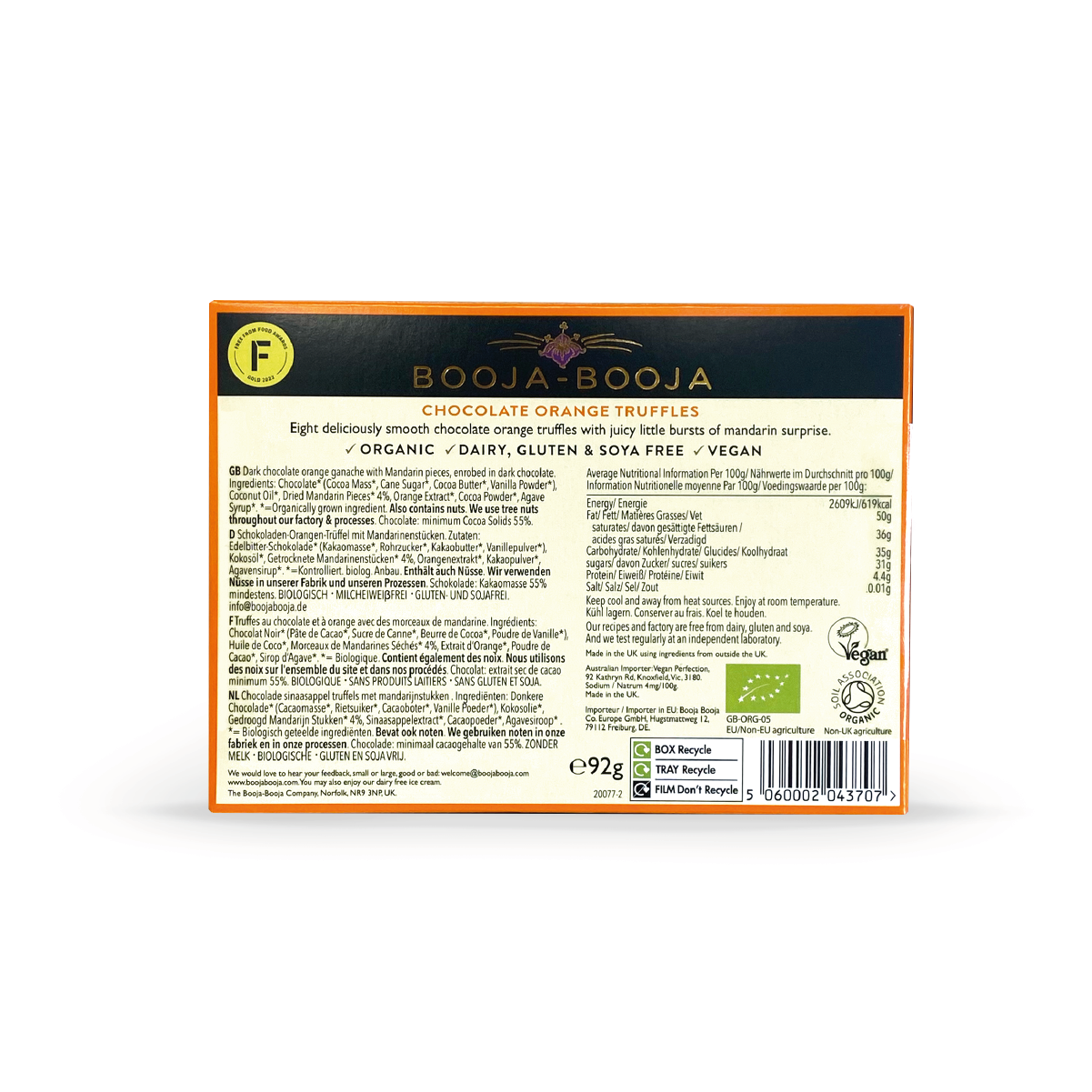 Chocolate Orange Eight Truffle Pack - Booja Booja