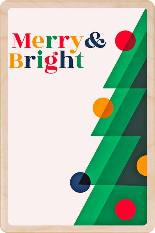 Merry & Bright Christmas Wooden Postcard |Stocking Filler