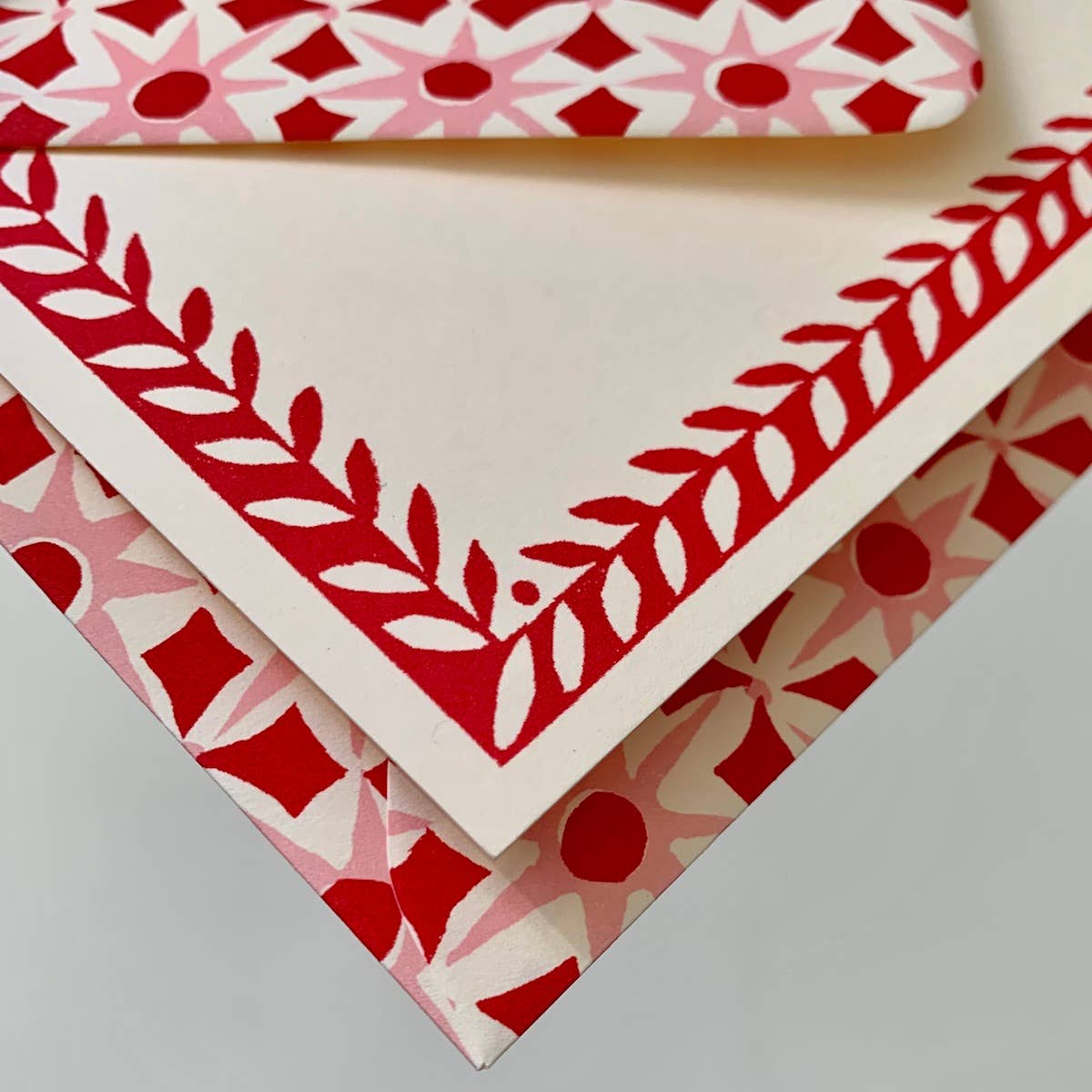 10 Postcards with Patterned Border in Crimson