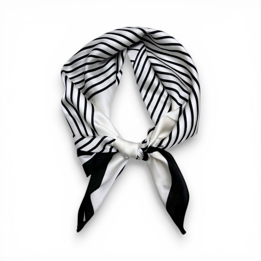 Monochrome Stripe Silk Touch Neckerchief Bandana Scarf
