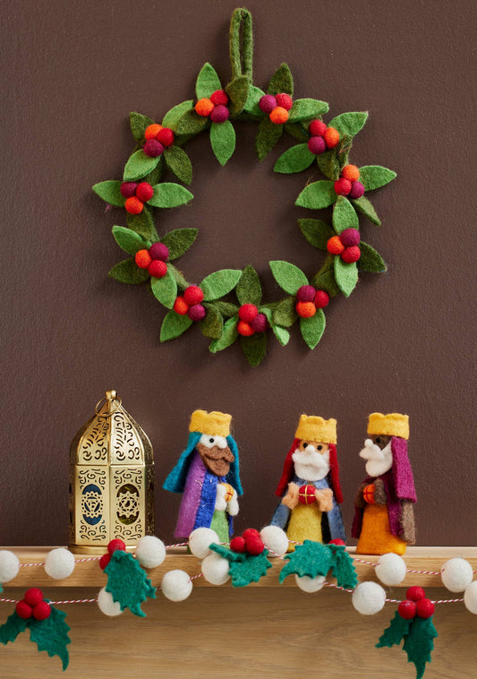 Small Foliage + Berry Felt Wreath