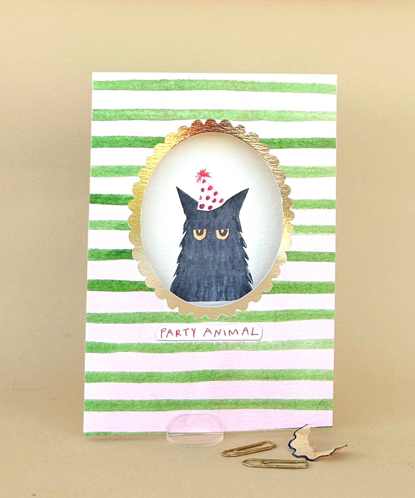 ' Party Animal Cat' Greetings Card