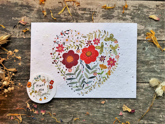 Floral Heart Plantable Card