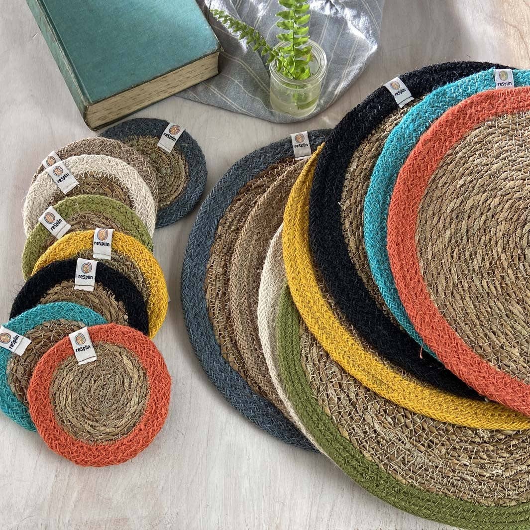 ReSpiin Set of 6 Seagrass & Jute Coasters