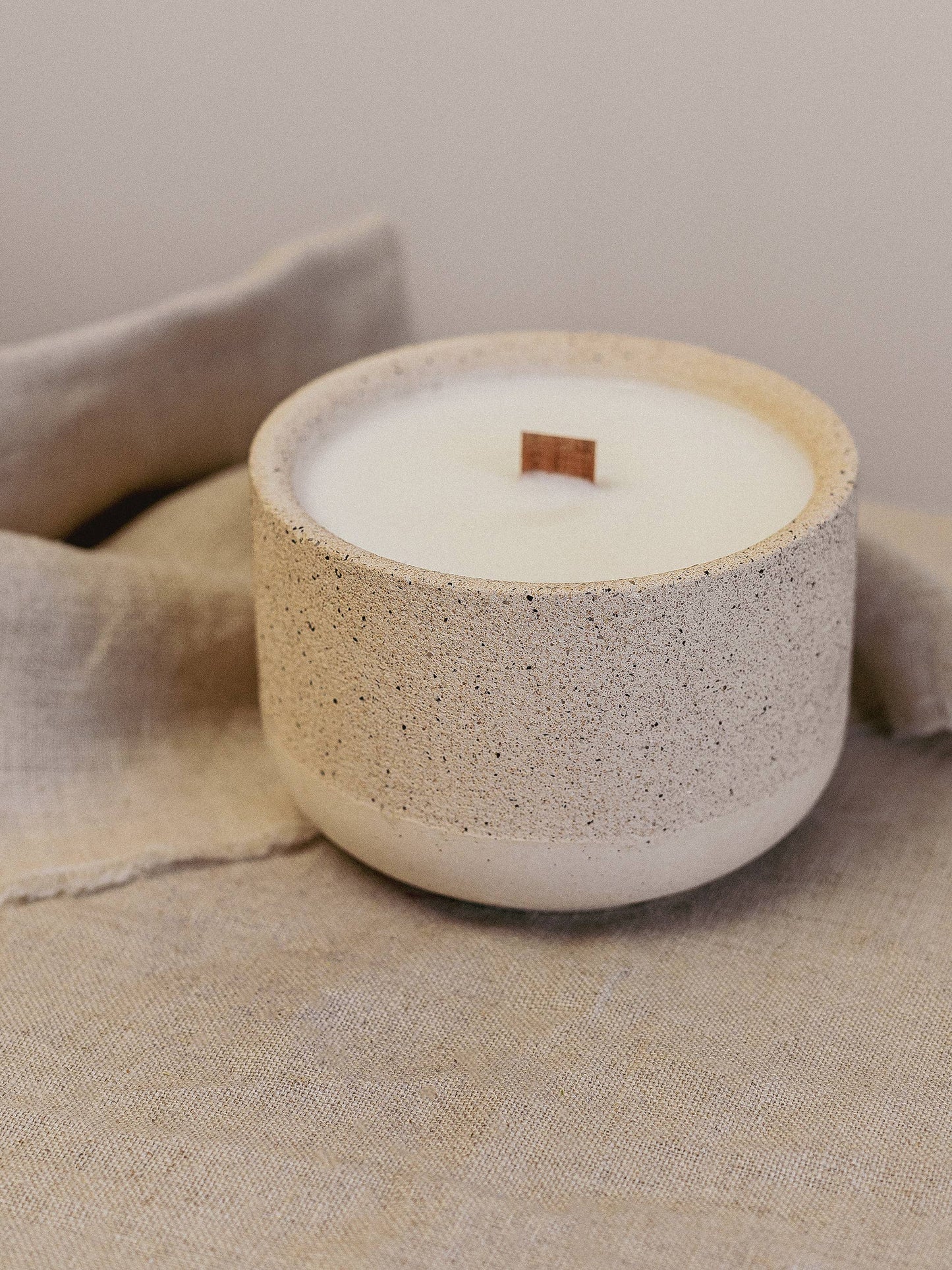 Sea Salt & Driftwood Soy Wax Candle in Hand Cast Reusable Planter