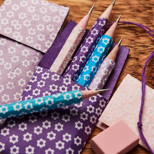 5 Flower Lokta Paper Pencils In Packet