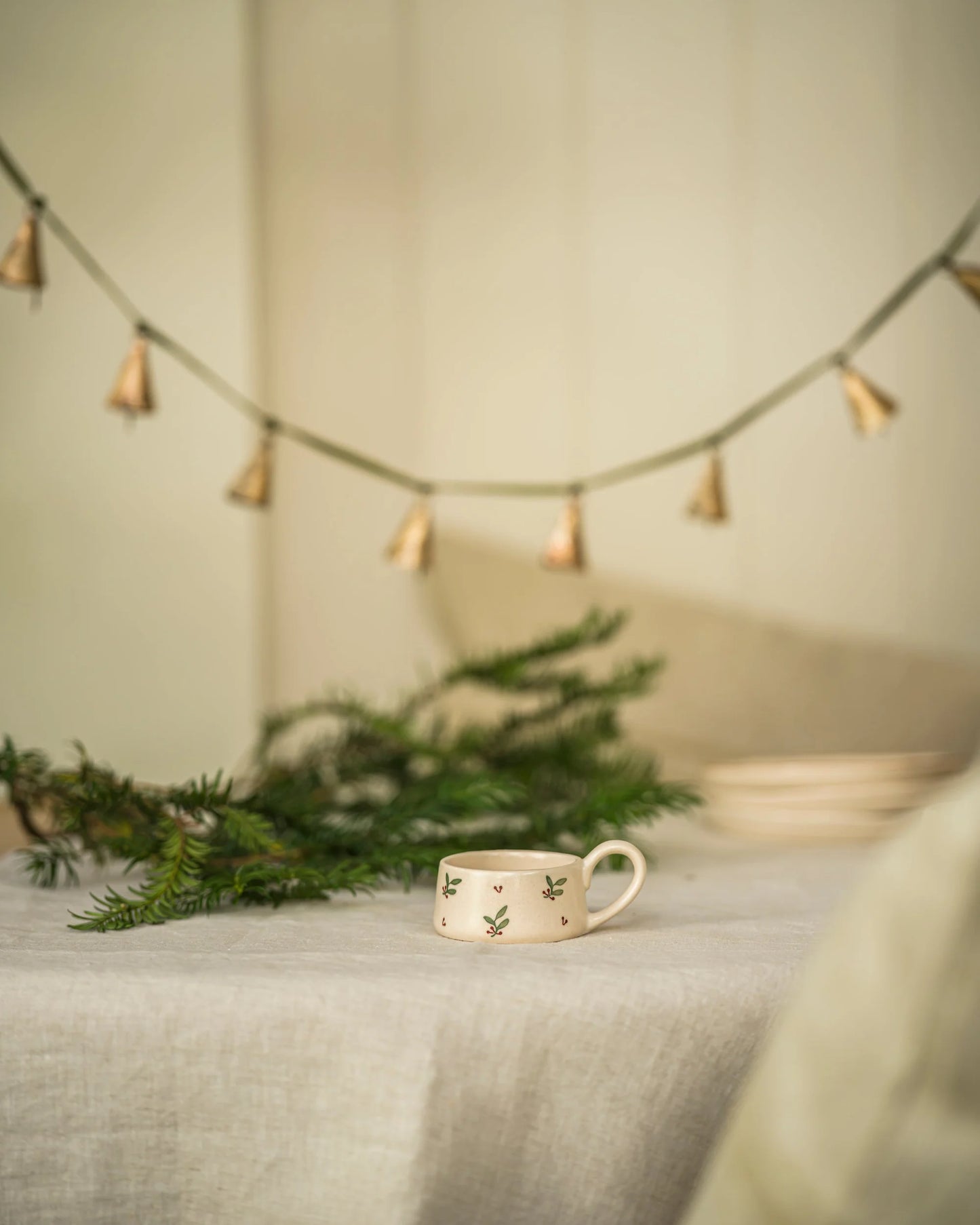 Hand Painted Ceramic Holly Tea Light Holder