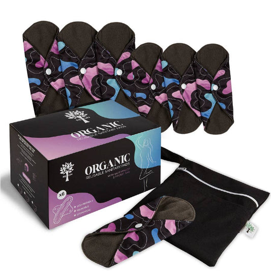 Reusable Sanitary Pads 6Pk - 3 Sizes Available