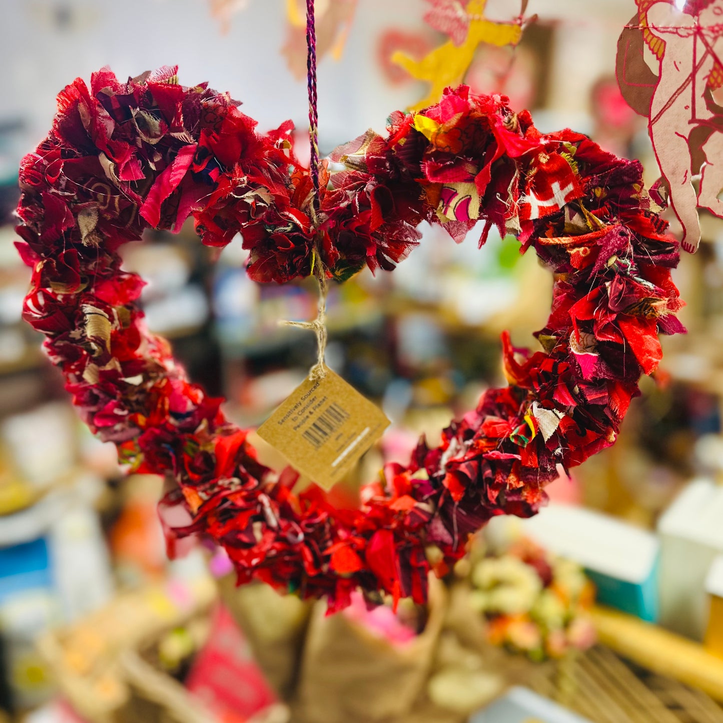 Recycled Sari Heart Wreath