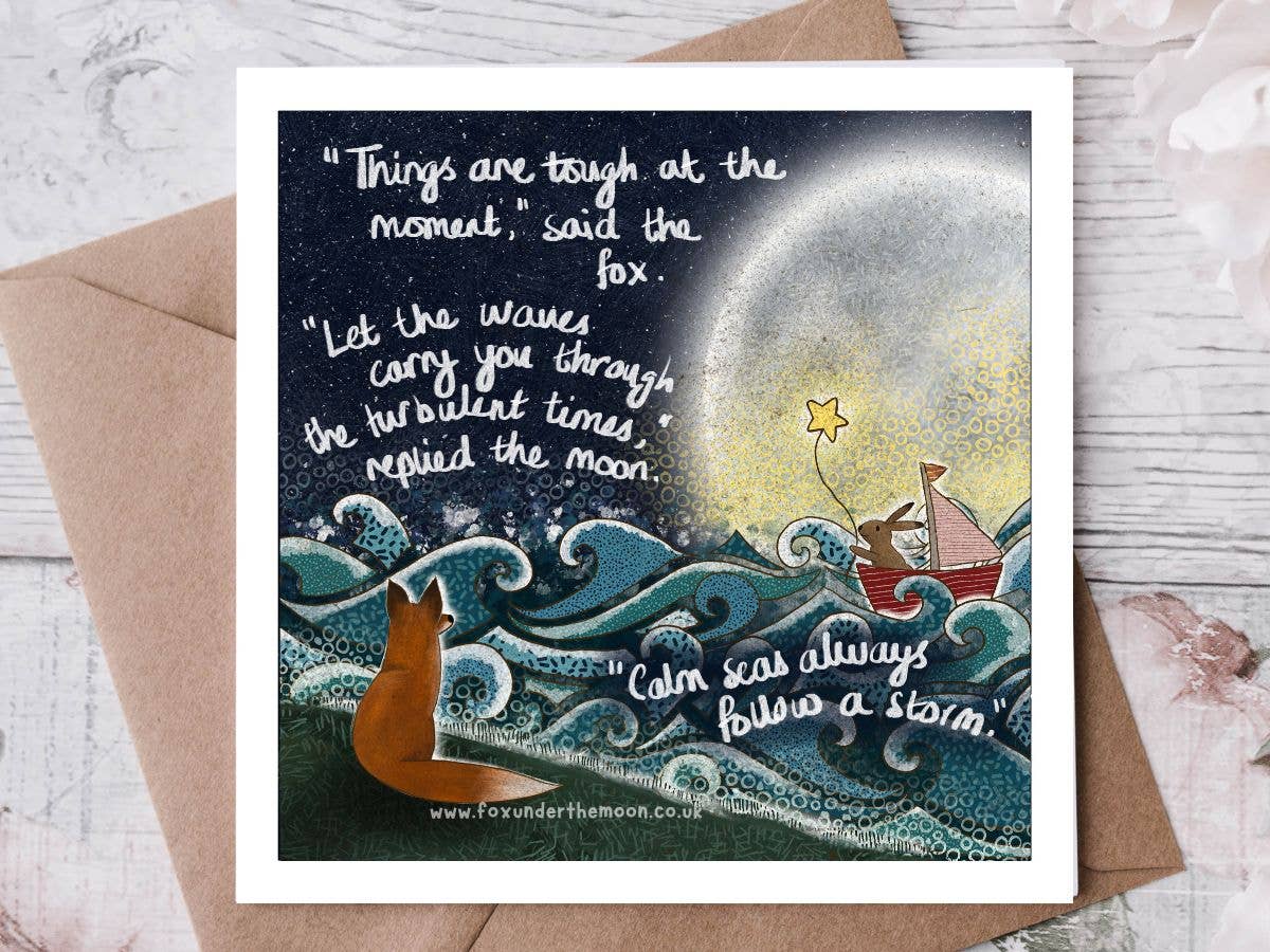 "Waves" Greeting Card by Fox Under The Moon
