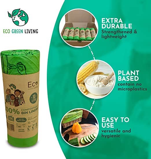 Eco Green Living Compostable Waste Bags 10L- 18 Bags