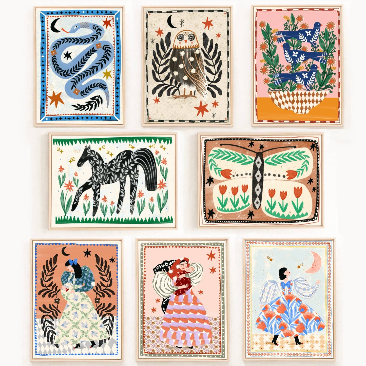 Folk Horse Art Print