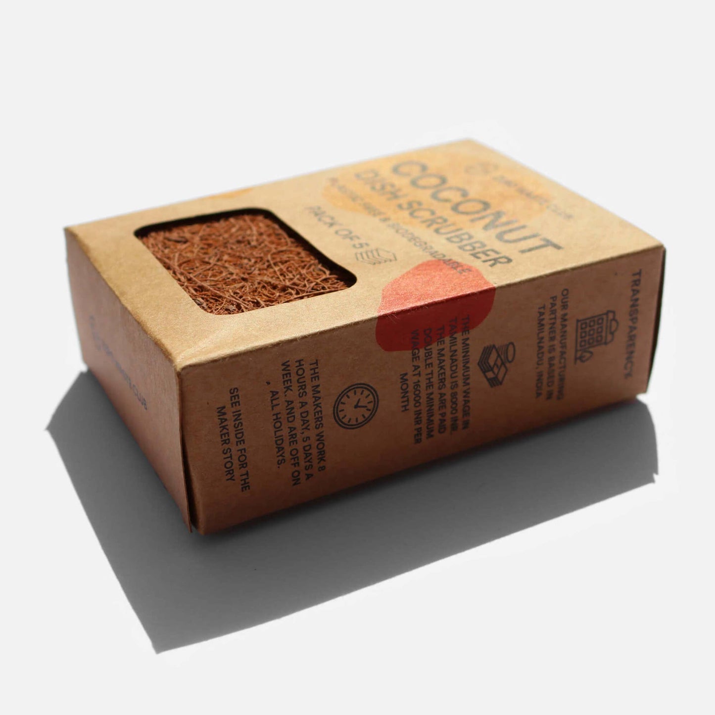 Biodegradable Coconut Dish Scrubbers - Kitchen Scourers 5 Pack