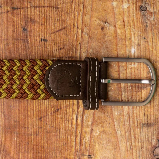 Recycled Woven Belt - Khaki Zig Zag