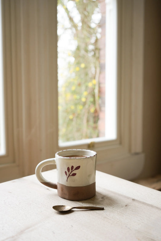 Rust Red Handpainted Botanic Mug