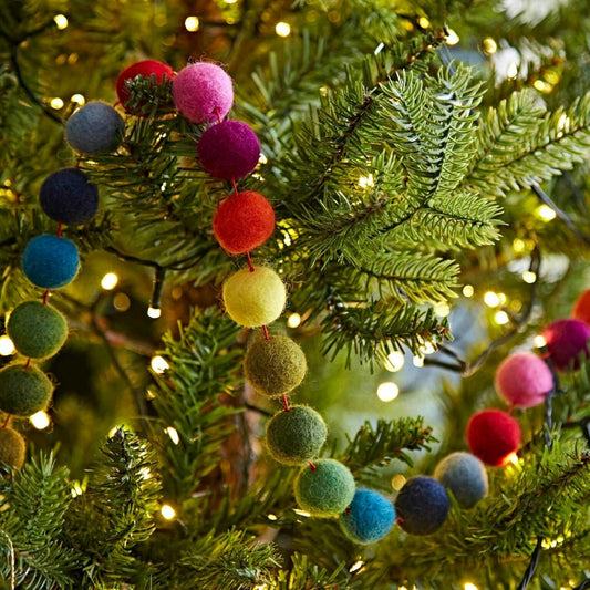 Rainbow Felt Ball Garland