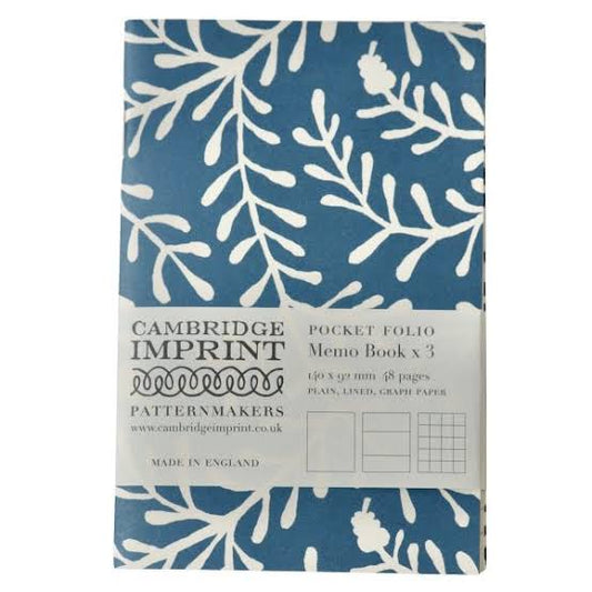 Three Assorted Memo Books for Pocket Folio Blue
