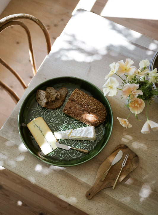 Cheese and Pickle Serving Set with Cotton Picnic Bag