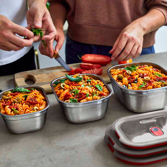 Rectangular Microwaveable Multifunction Food Box Stainless Steel Medium