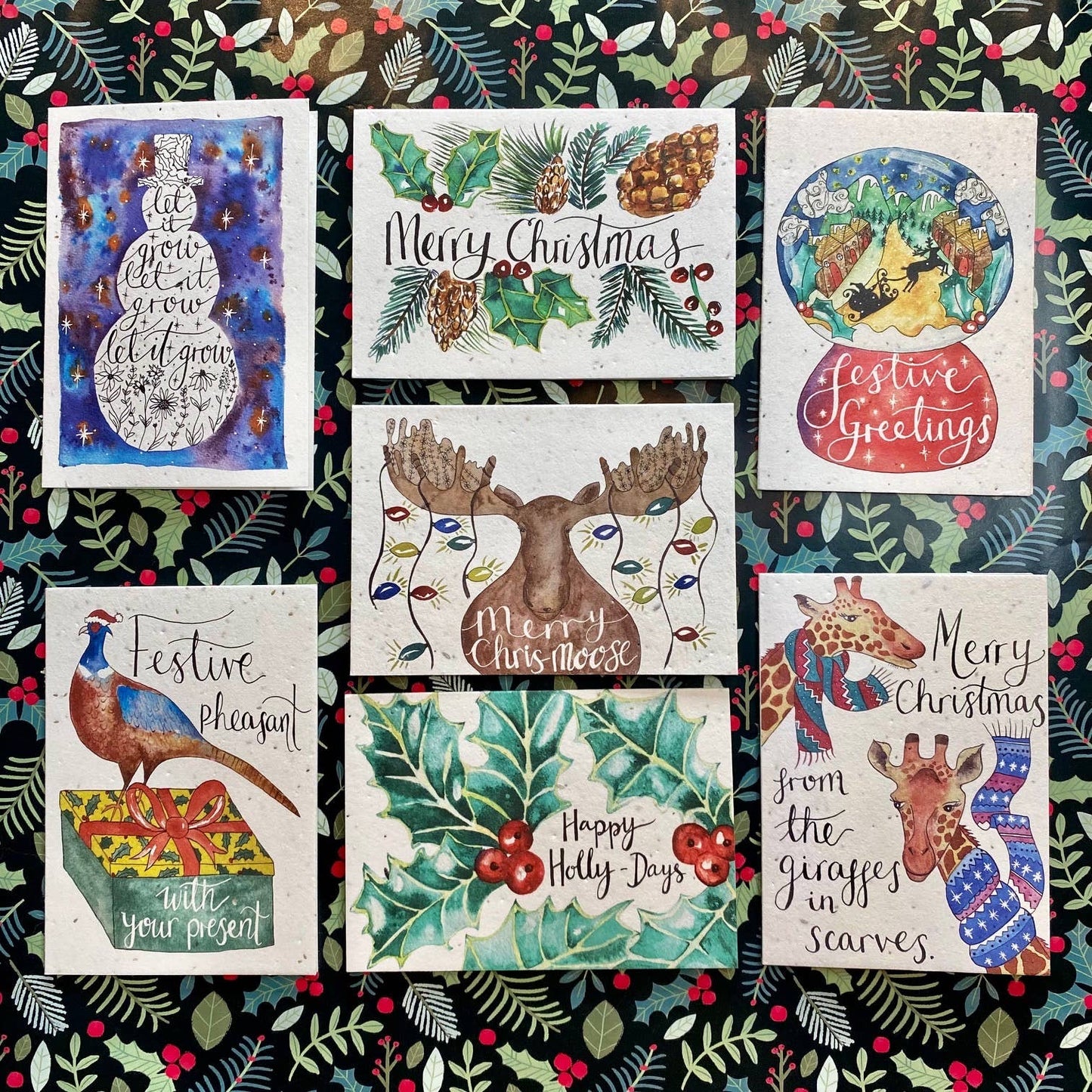 Giraffes in Scarves Plantable Christmas Card