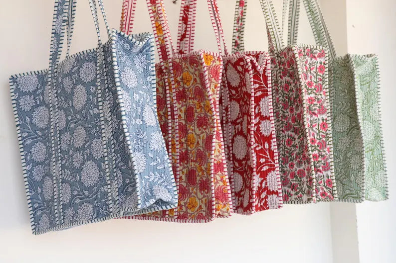 Meadow Green Reversible Cotton Tote Bag