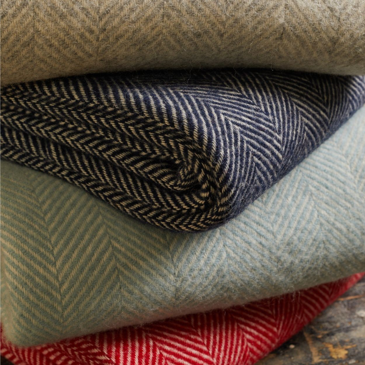 Tweedmill Herringbone Navy & Flamingo Wool Knee Blanket