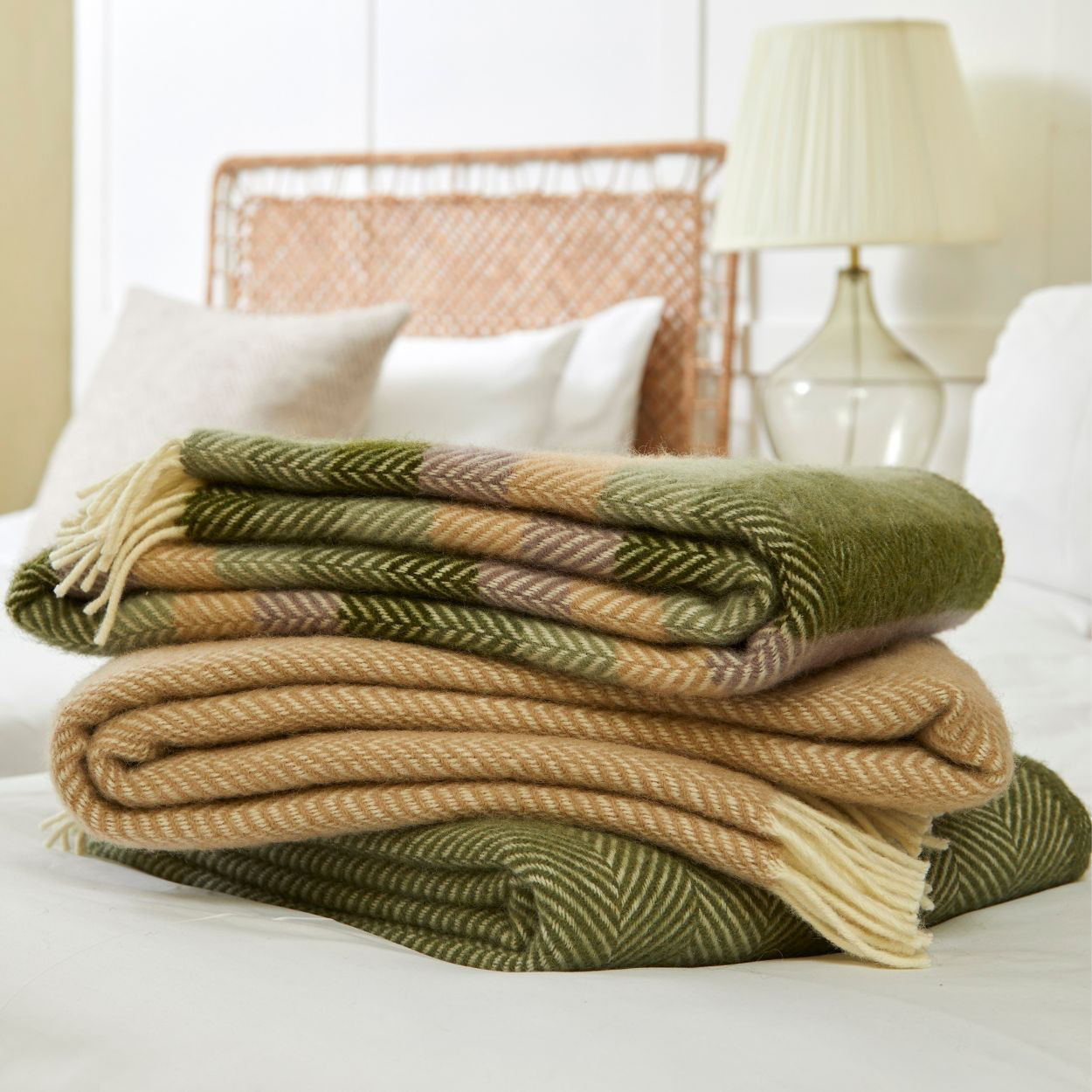 Tweedmill Stripe Botanical Wool Knee Rug or Small Blanket