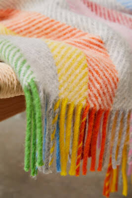 Tweedmill Multi Rainbow Stripe Wool Knee Rug or Small Blanket