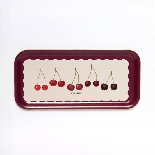 Roomytown Birchwood Oblong Serving Tray - Cherries