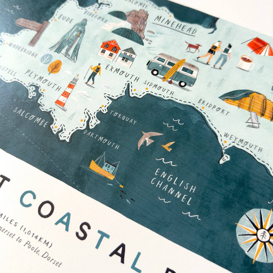 South West Coastal Path A3 Art Print
