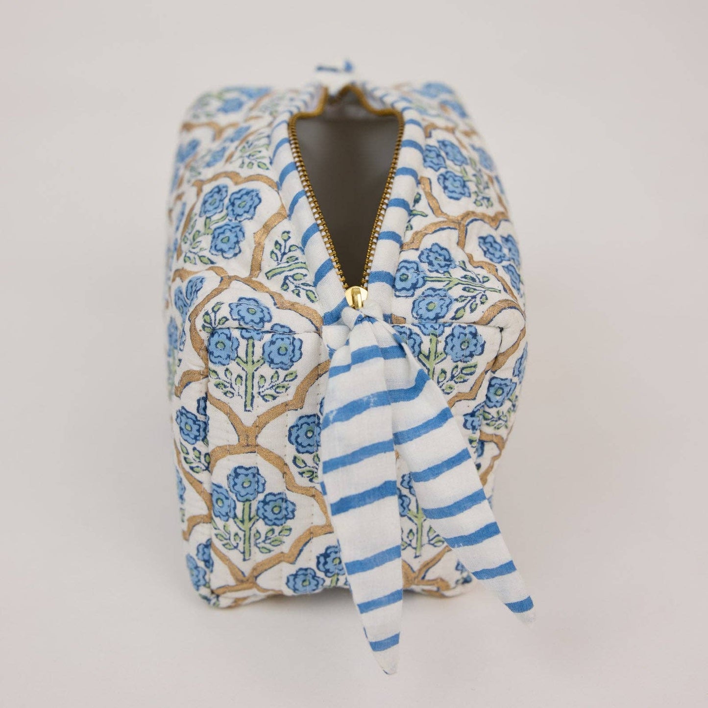 Indigo Trellis Organic Cotton Toiletries & Makeup Bag