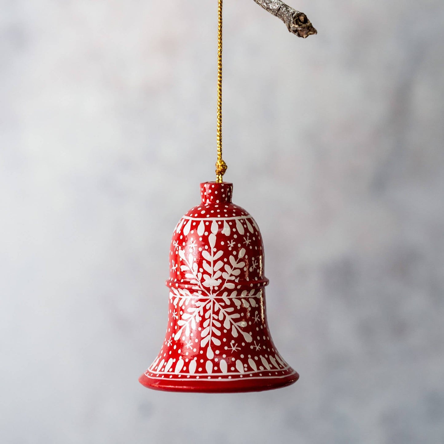 Set of 3 Red Snowflake Hanging Bell
