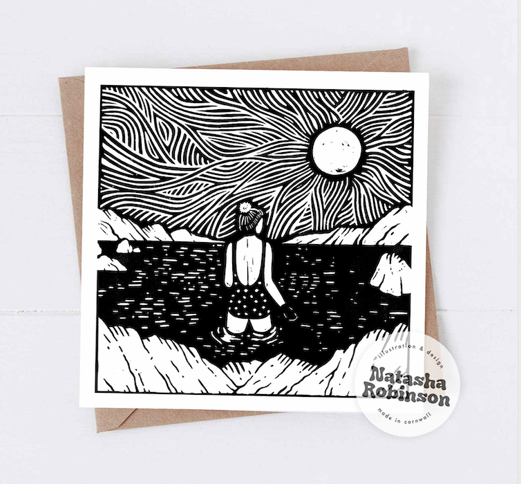 A Cold Dip Lino Card