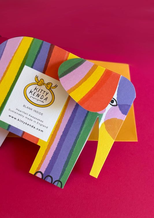 Rainbow Elephant Shaped Greeting Card