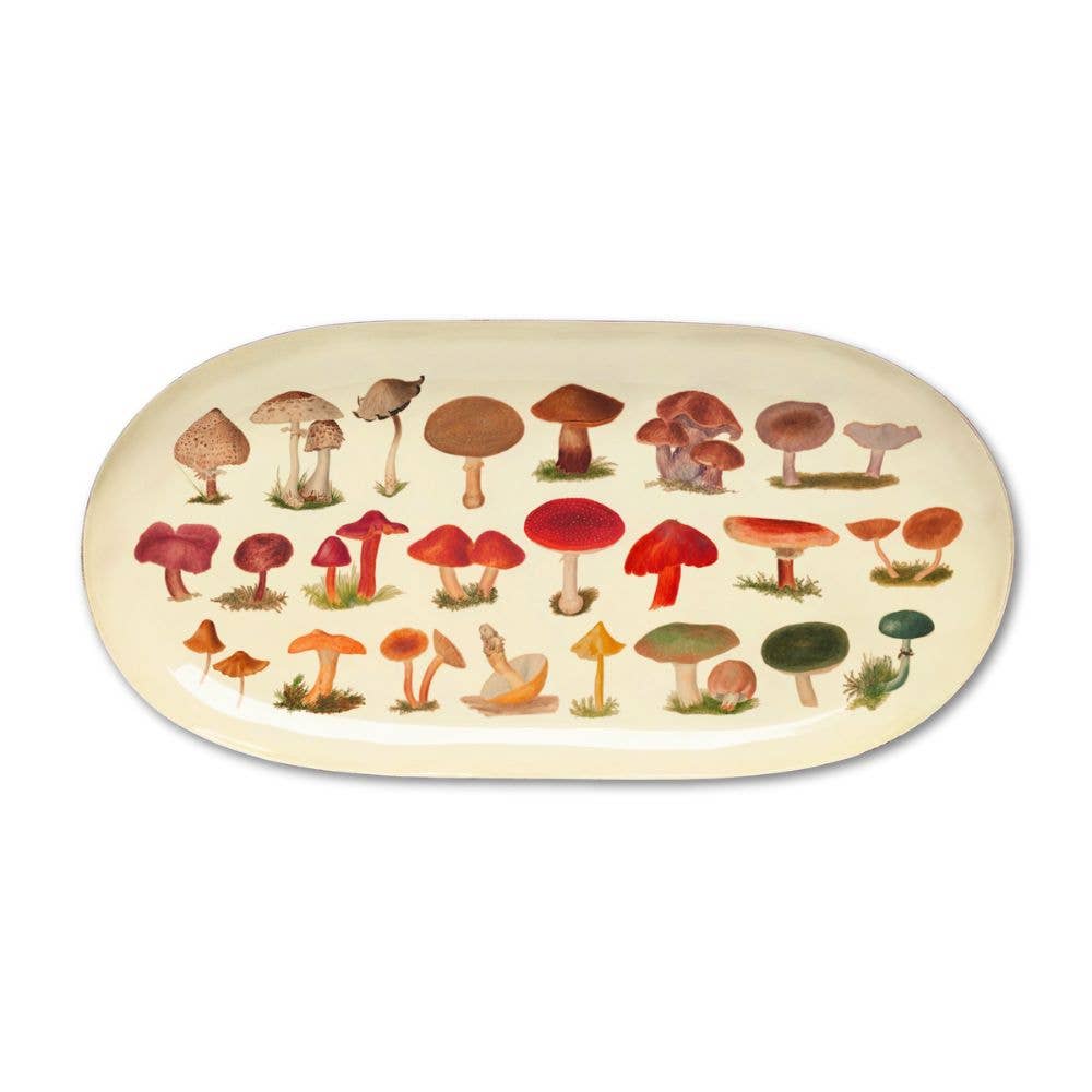Oval Enamel Tray - Fungi