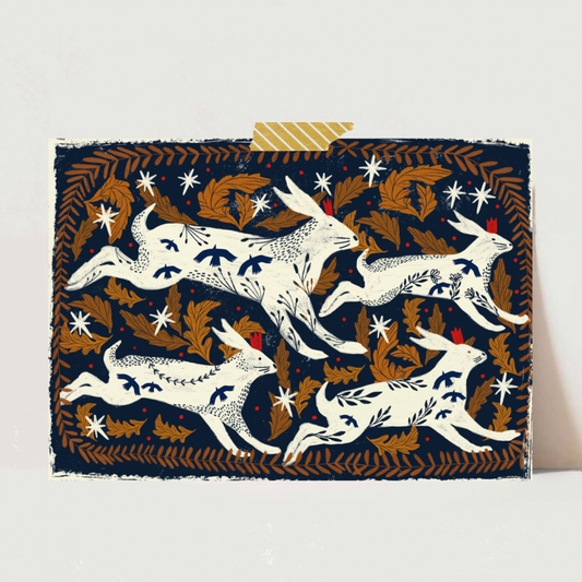 Running Hares Greeting Card