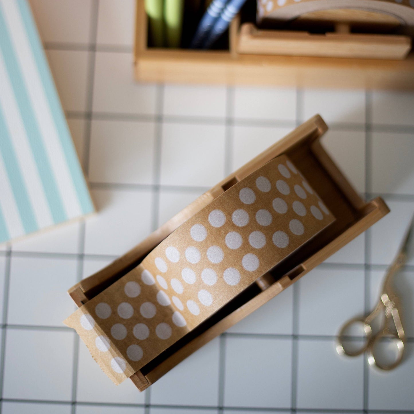 Large Bamboo Tape Dispenser - Desk Stationery