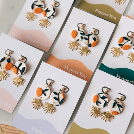 Orange Tree Sunset Drop Earrings