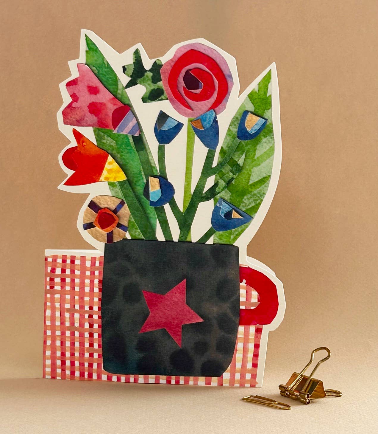 Cup of Flowers Cut Out Card