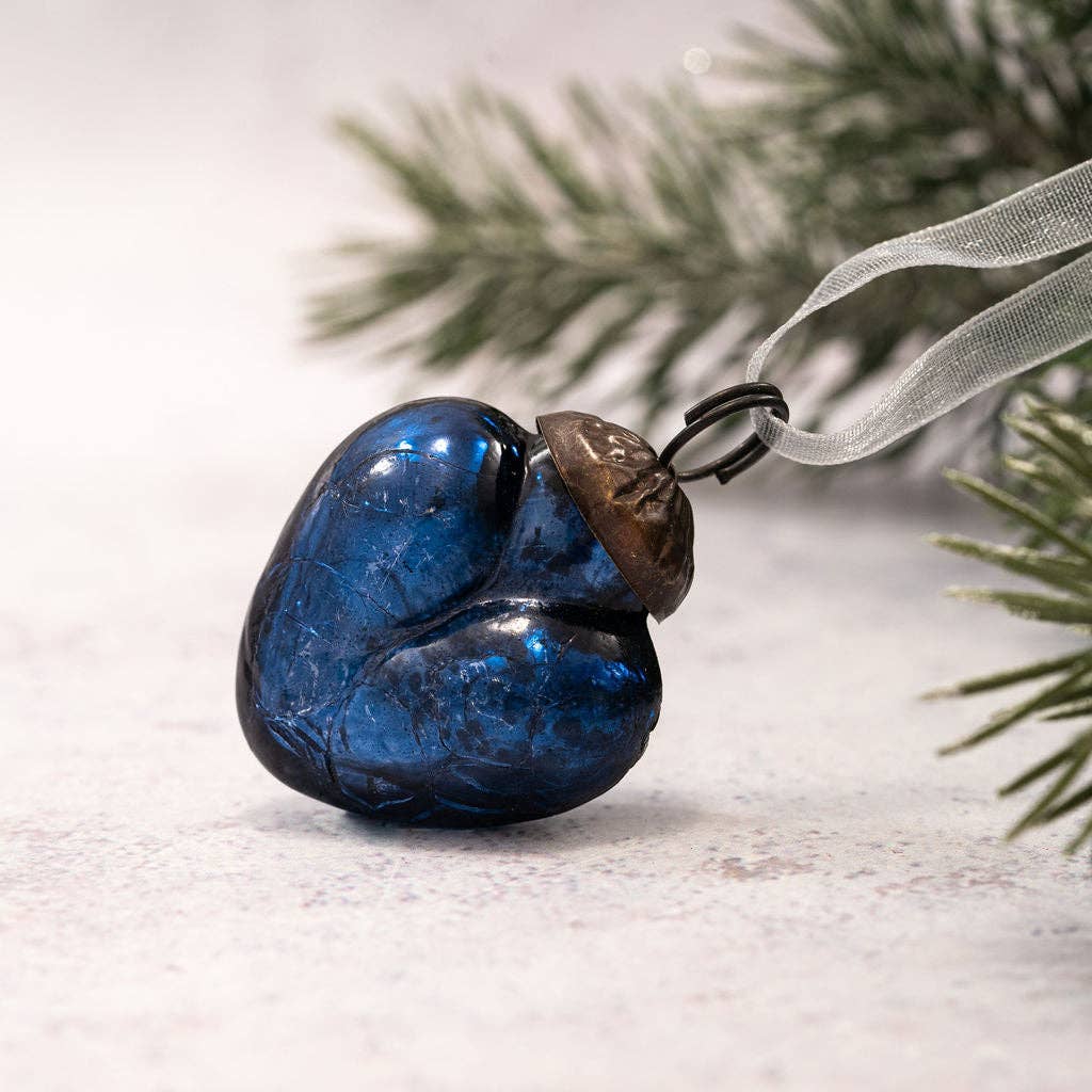 Set of 6 Small 1" Old Navy Crackle Glass Hearts