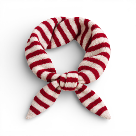 Striped Wool Blend Triangle Neck Scarf - Red