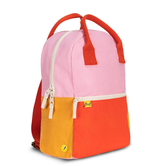 Fluf B Pack Jr Organic Cotton Kids Backpack Pink Poppy