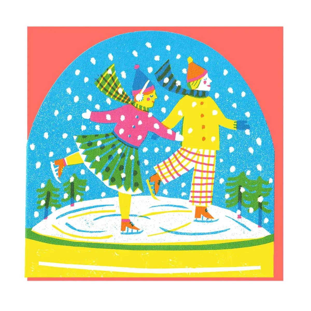 Ice Skaters Snowglobe Card