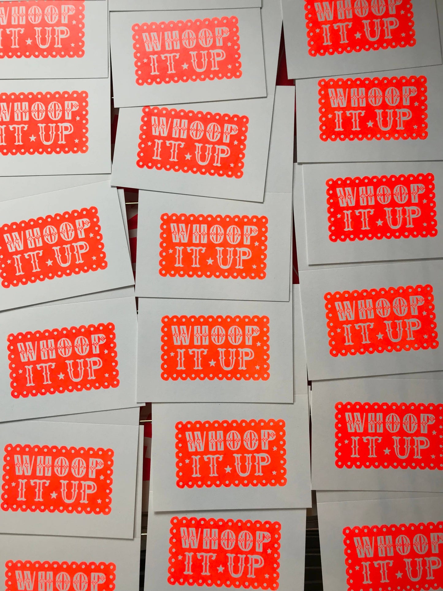 ‘Whoop It Up’ Linocut Greeting Card
