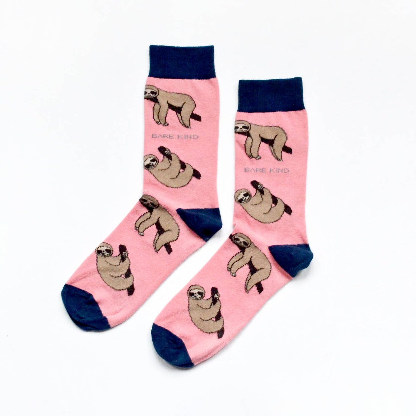 Cotton Candy Pink Bamboo Socks in Sloth Print