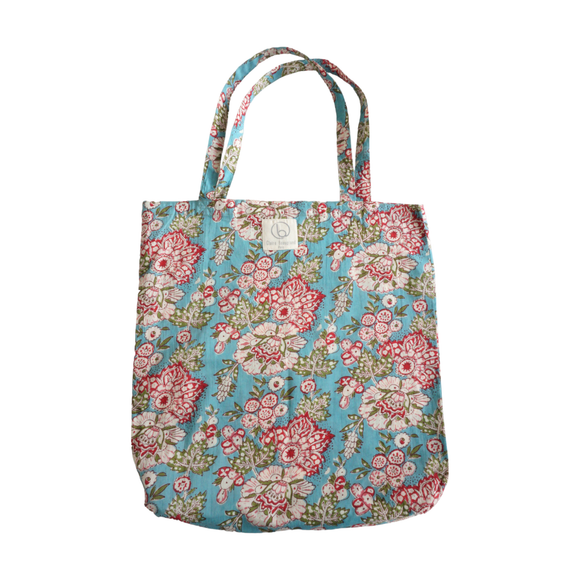 Cotton tote bag with floral print No. 24