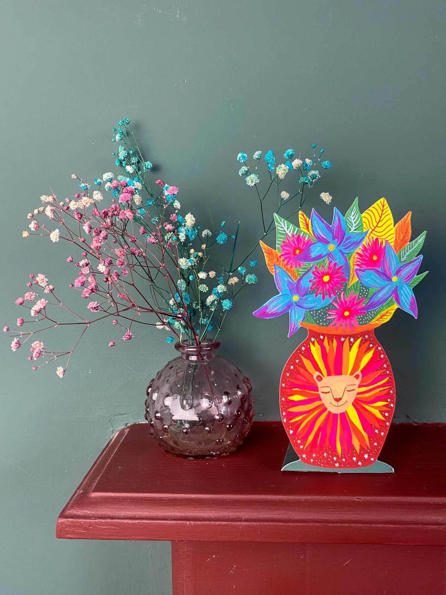 Magical Pop Up Lion Vase Greeting Card