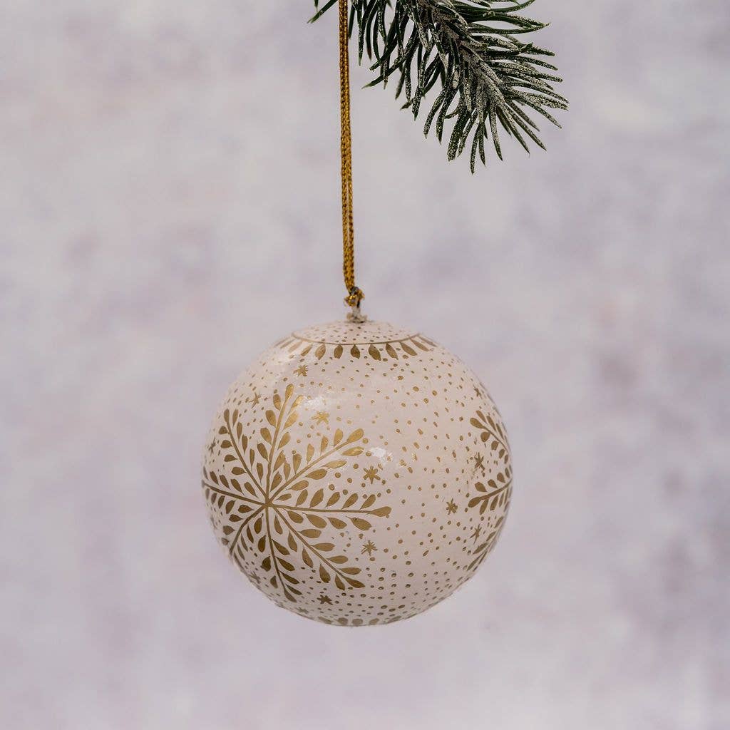 3" White Snowflake Christmas Bauble