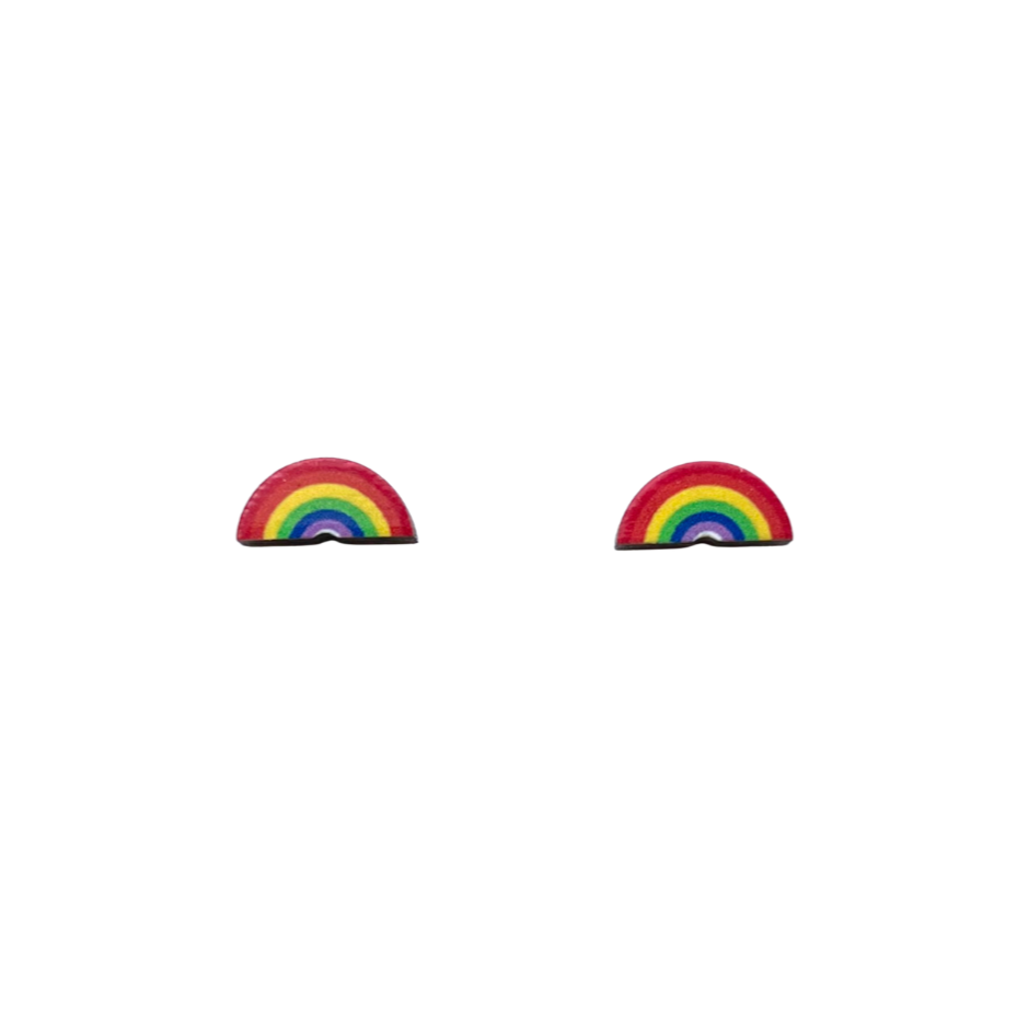 Wooden Hand Painted Rainbow Mini Studs
