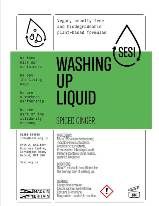 SESI Washing Up Liquid Spiced Ginger Refill | Eco Cleaning | REFILLS | SW Coast Refills